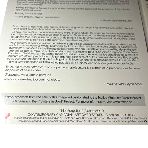 Maxine Noel Not Forgotten Contemporary Canadian Art Card Series Native American - Picture 7 of 7